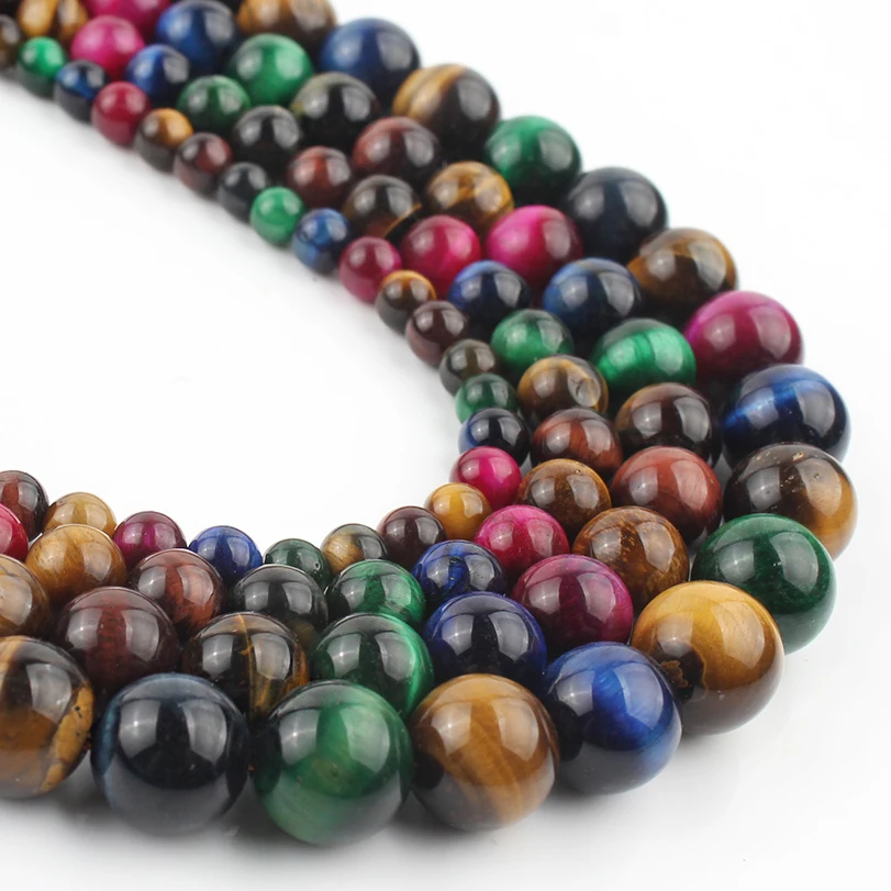 Natural Stones 21 Color Tiger Eye Beads Round Loose Gems Beads for Jewelry Making DIY Bracelets Eardrop 15\'\' Strands 6/8/10mm