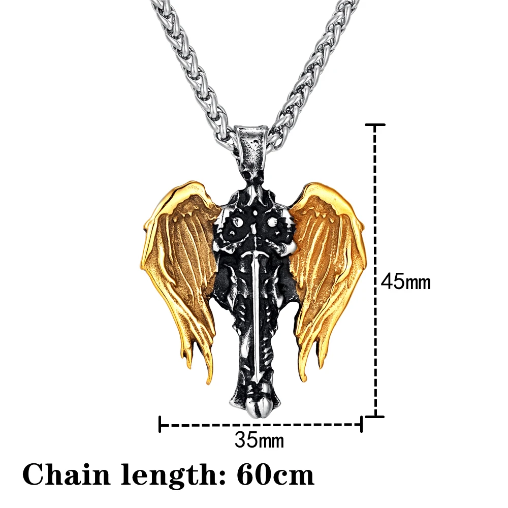 Fashion Norse Archangel Wings Necklaces Gold Color Never Fade Guardian Angel Amulet Pendant Slavic Genuine Leather Rope Jewelry