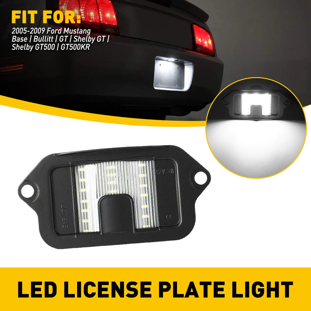 Auto LED Number License Plate Lights 6000K Car Lamps For Ford Mustang Base Bullitt GT Shelby GT Shelby GT500 GT500KR 2005-2009