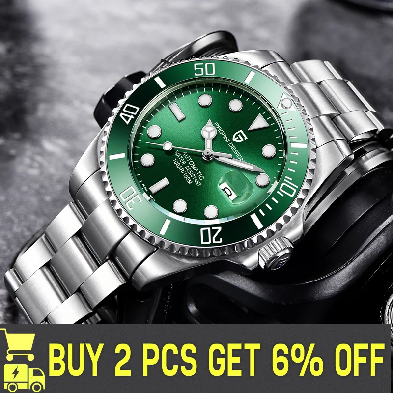 Pagani Design Diver WristWatches Retro Water Ghost Luxury Sapphire NH35 Men Automatic Mechanical Clock 10Bar Waterproof Luminous