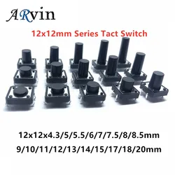 20pcs 12x12mm Series Tact Switch DIP 4pin Tactile Tact Mini Push Button Switch 12x12x4.3/5/6/20 MM 12*12*4.3mm 5mm 6mm 8mm ~20mm