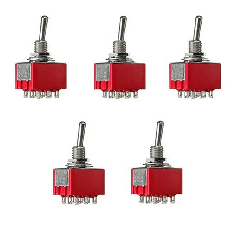 

10Pcs 9-Pin Mini Toggle Switch 3PDT ON-ON/ON-OFF-ON 2A250V/5A125VAC MTS-302 MTS-303