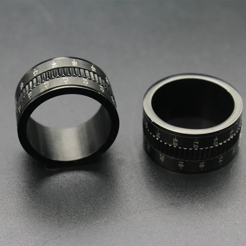 High Quality 8mm Male Punk Vintage Black Rotatable Roman Numerals Stainless Steel Jewelry Wedding Ring for Man Woman