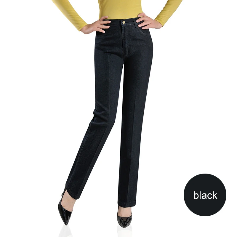 Vintage hoge taille jeans dames herfst herfst rechte lange denim broek dames 2020 plus size moeder zwart blauwe jeans broek broek