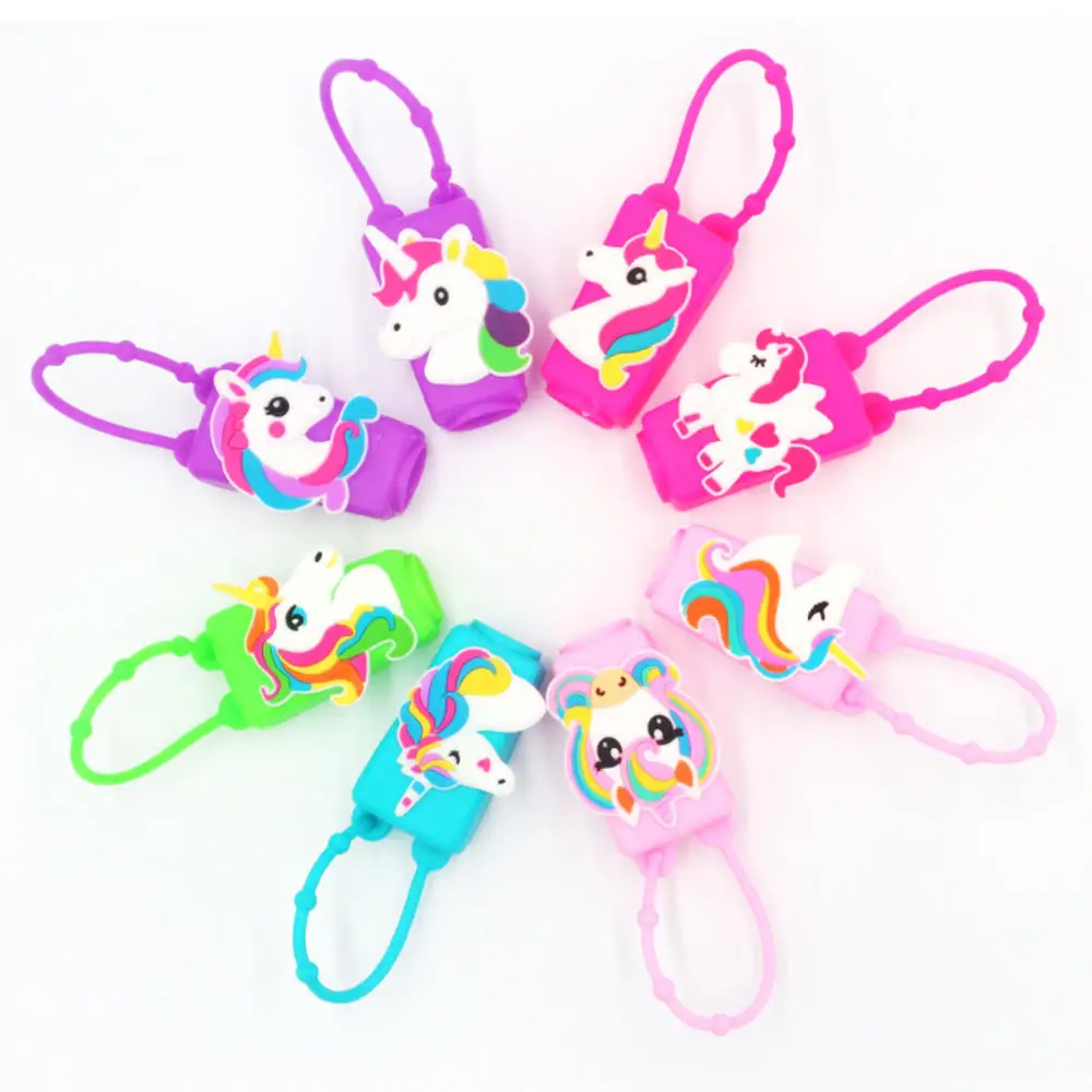 30ML Cute Unicorn Animal Pattern Food Silicone Mini Hand Sanitizer Holder Travel Portable Gel Holder Hangable Liquid Dispenser