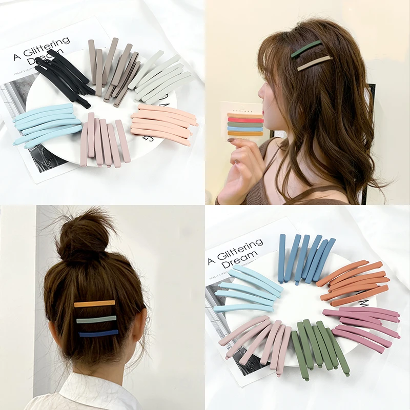 5pcs/Set Fashion Women Metal Hair Pin Clip Candy Color Hair Clip Geometric Hairpins Hairgrips Girls Hair Accessories Barrette