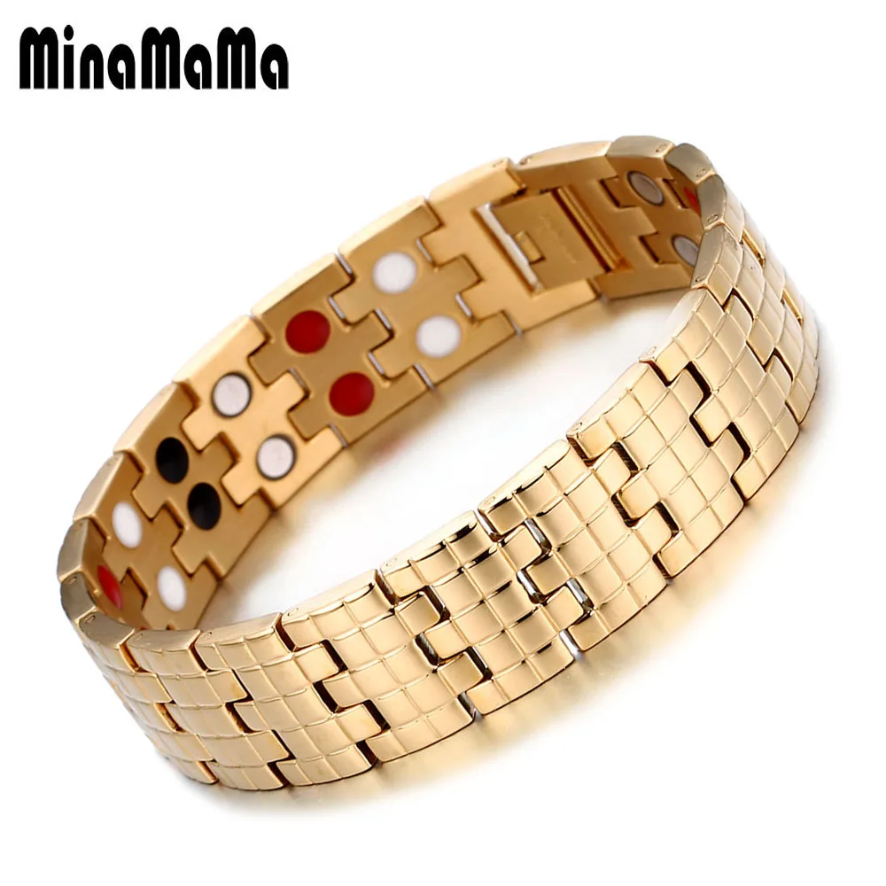 Stainless Steel Chunky Chain Germanium Magnetic Bracelet For Men Woman Medical Energy Bracelet Health Care Male Jewelry