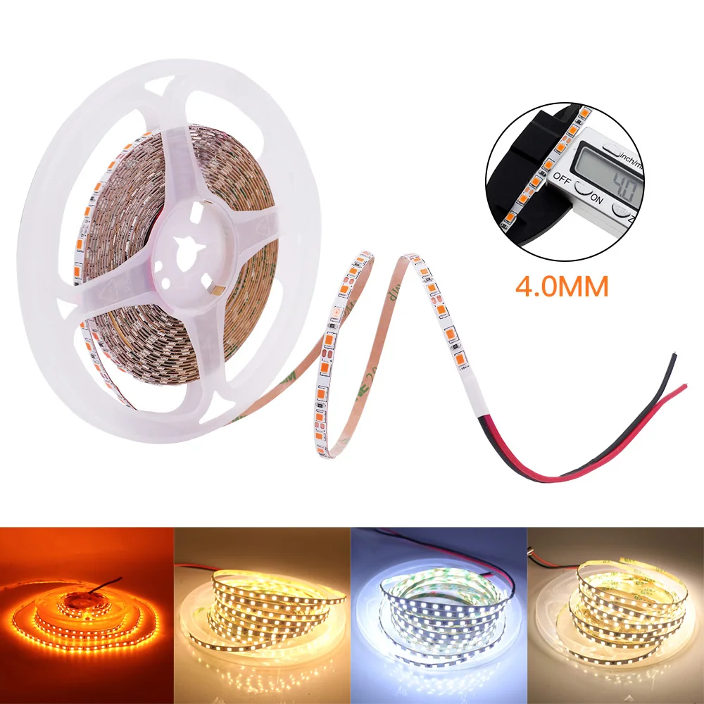 4mm Narrow Width LED Strip DC12V 2835 SMD 120LEDs/m Flexible LED Ribbon Rope Tape LED Light Lamp Natural White/Warm White/Orange