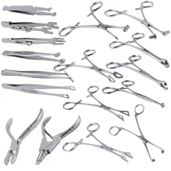 1PC Professional Surgical Steel Puncture Tool Opening Closing Needle Ball Clamp Plier Different Shape Tweezers Piercing Kits