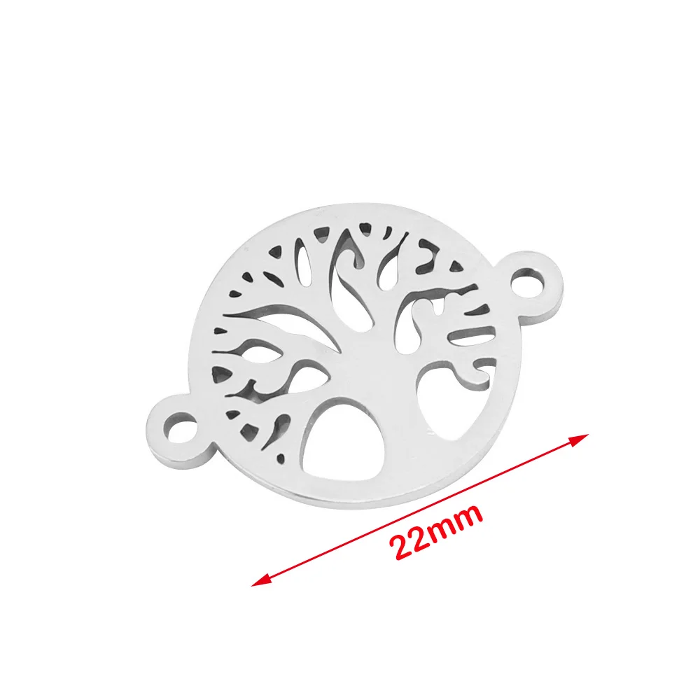 5pcs Stainless Steel Gold Round Life Tree Connectors for Bracelets Accessories DIY Gold Connectors Charms for Jewelry Making
