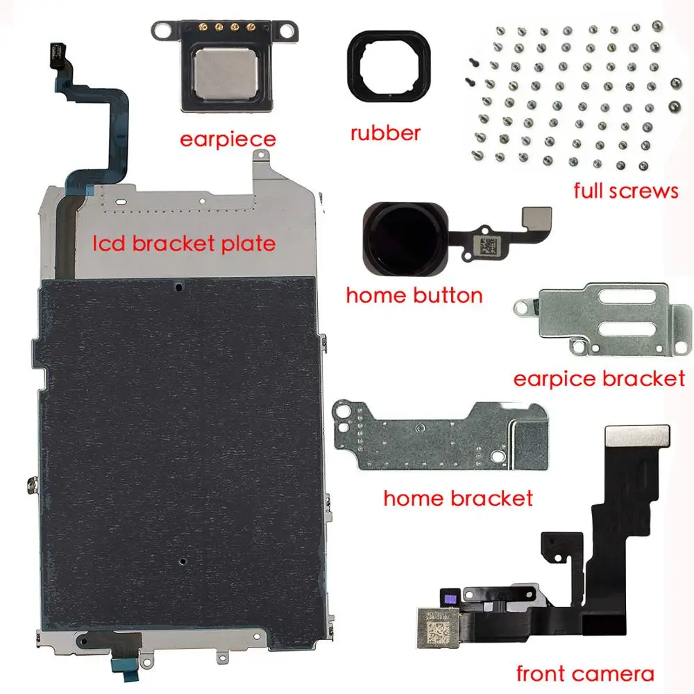 Full Set Screen LCD Parts For iPhone 6 6P 6s 7 8 Plus Front Camera Home Button Key Flex Cable Earpiece Complete Screws