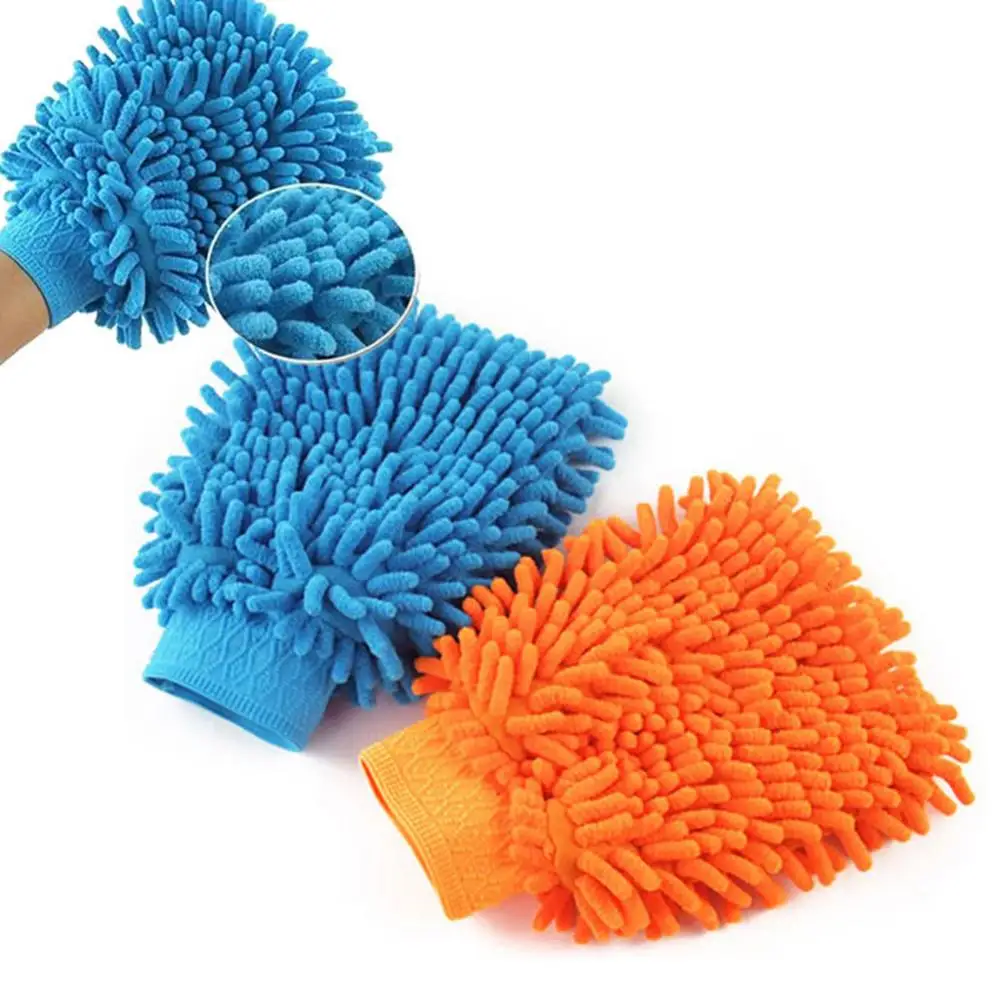 1Pc Car Wash Towels Washing Microfiber Chenille Mitt Auto Cleaning Glove Dust Washer Soft Drying Cloth Hemming Wash Towel