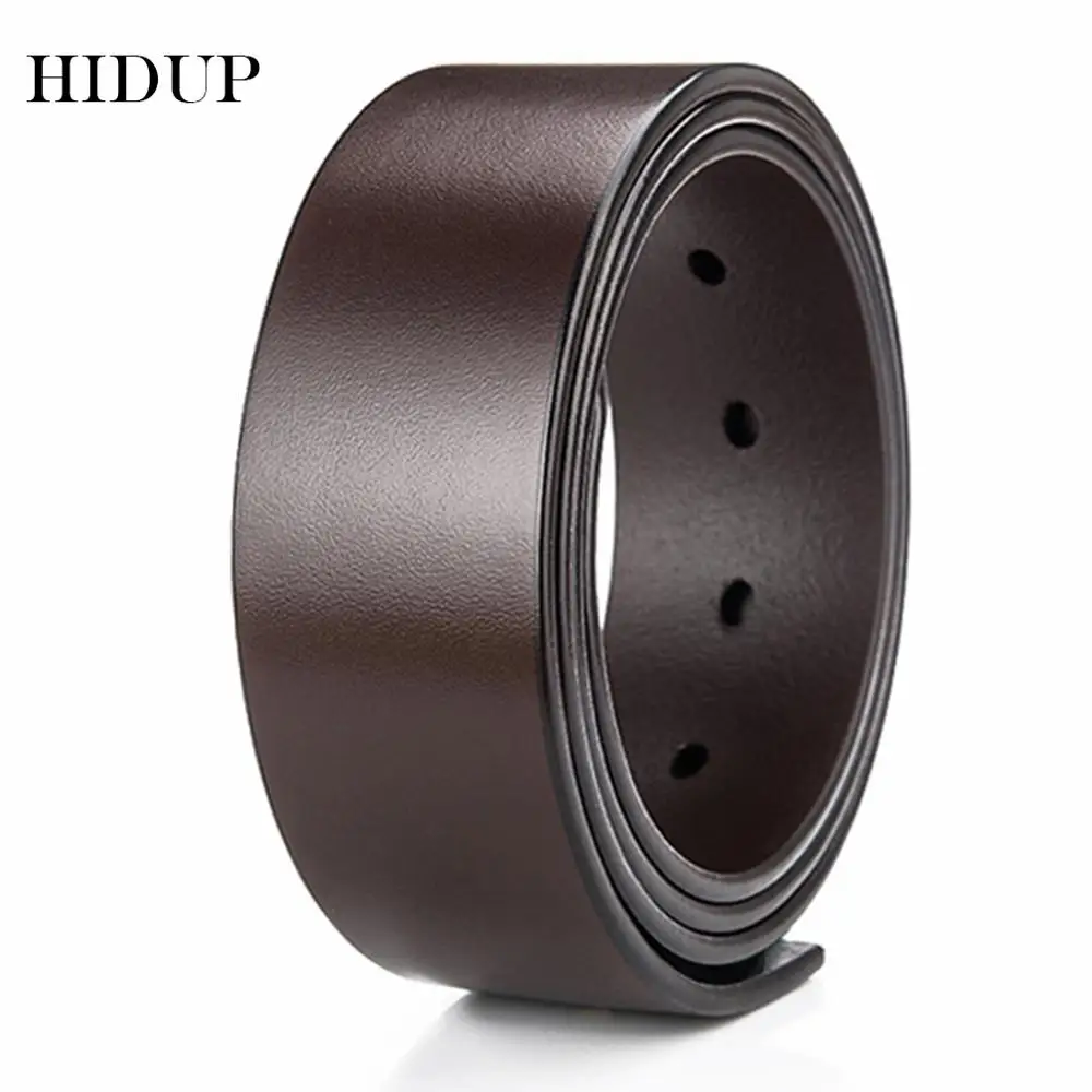 HIDUP Top Quality Pure Solid Cowhide Leather for Pin Smooth Belts Men Cow Strap Vintage Belts 38mm Width Without Buckle NWJ627