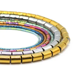 Hematite Natural Stone Gold Color,Purple Cylinder Round Shape Spacer Loose Beads For Jewelry Making DIY Bracelet Pendant 4/6/8MM