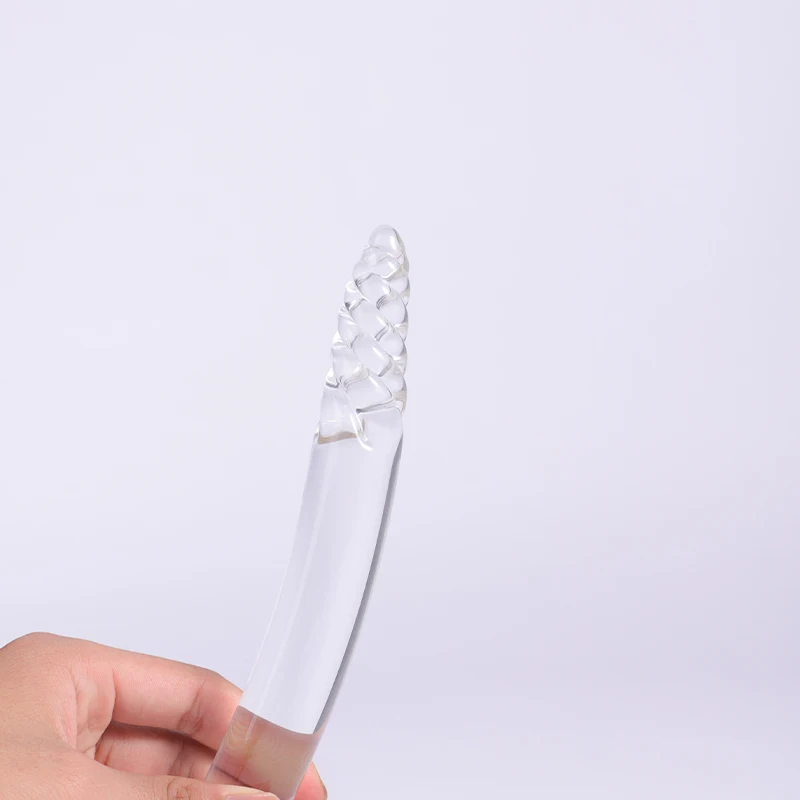 Black Wolf Pyrex Glass Dildo Artificial Fake Penis with Crystal Anal Butt Plug G Spot Masturbation Adult Sex Toys for Women