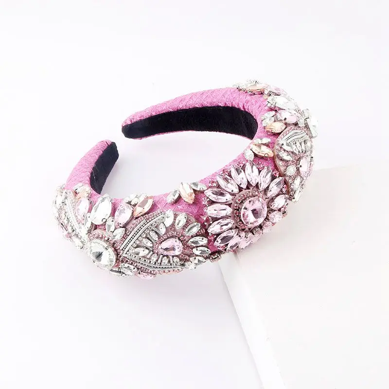 Exquisite handmade Baroque Crystal Flower Hair Hoop Sponge Hairband Headband Wedding Party Gorgeous Woman headdress  Accessories