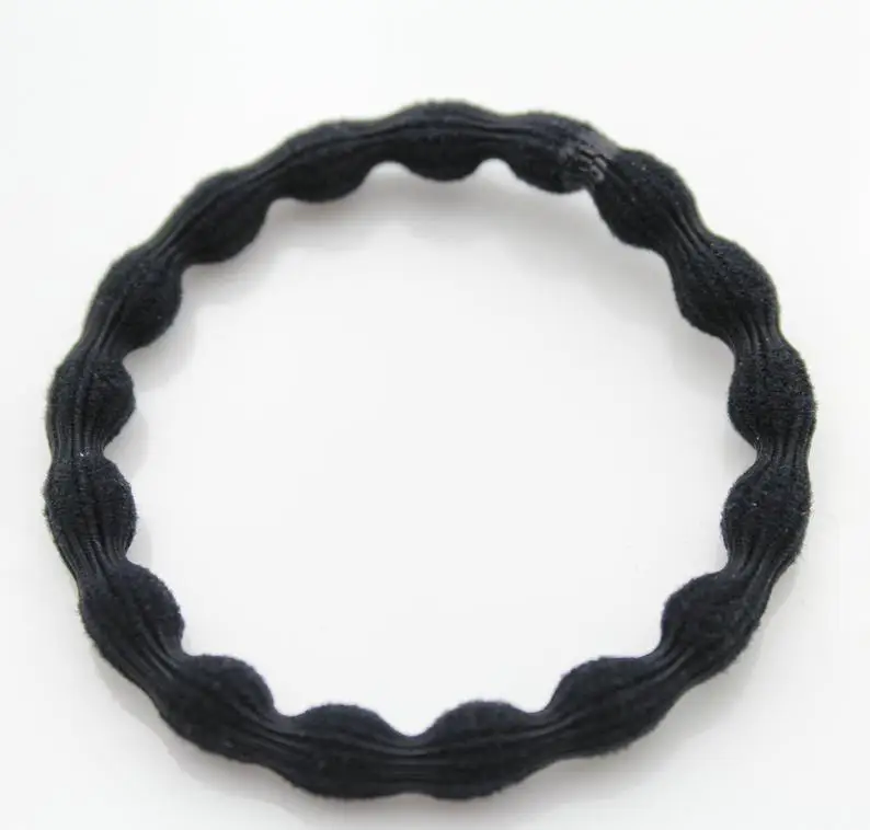 100pcs/pack Round Black Wavy Elastic Hair Tie Band Ring Rope Ponytail Holder Women Lady Girl Fashion Accessory