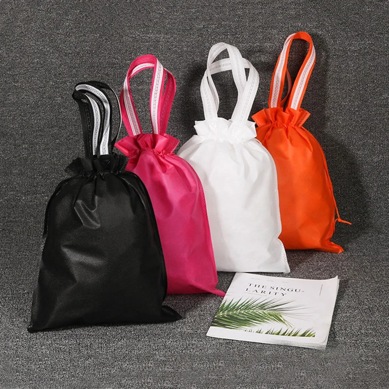 Bolsa de zapatos portátil de tela no tejida a prueba de polvo, bolsa ecológica de doble cordón, bolsas de compras deportivas, embalaje organizador