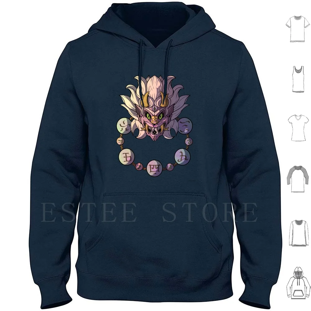 Oni ( Warmer Tones ) Hoodies Long Sleeve Oni Japanese Graphic Art Demon Digital Drawing