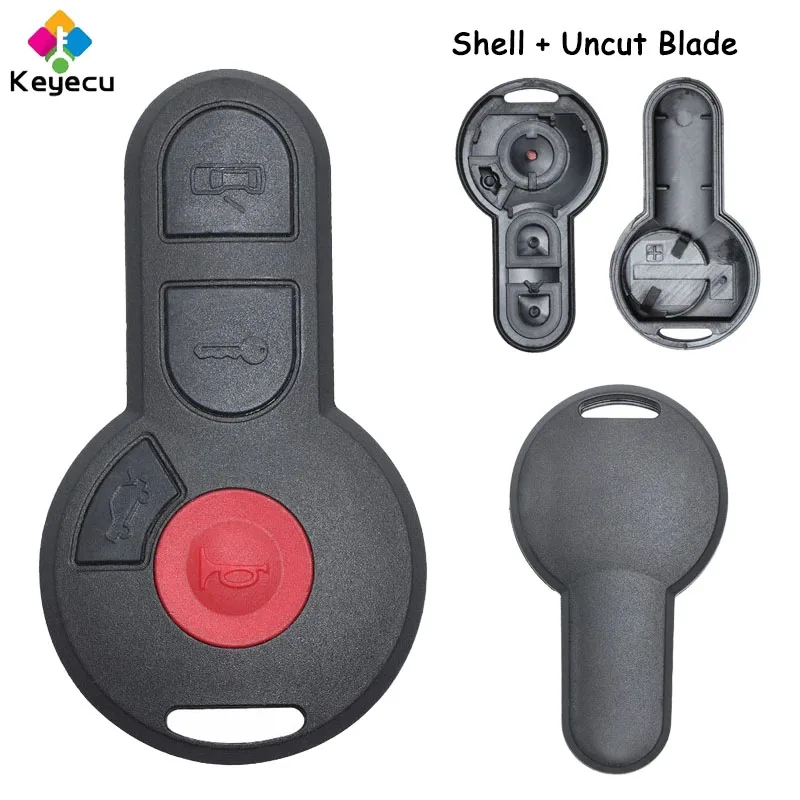 KEYECU Replacement Remote Car Key Shell Case With 3+1 4 Buttons Fob for Volkswagen VW Beetle Golf Passat 1998-2001 Cabrio Jetta