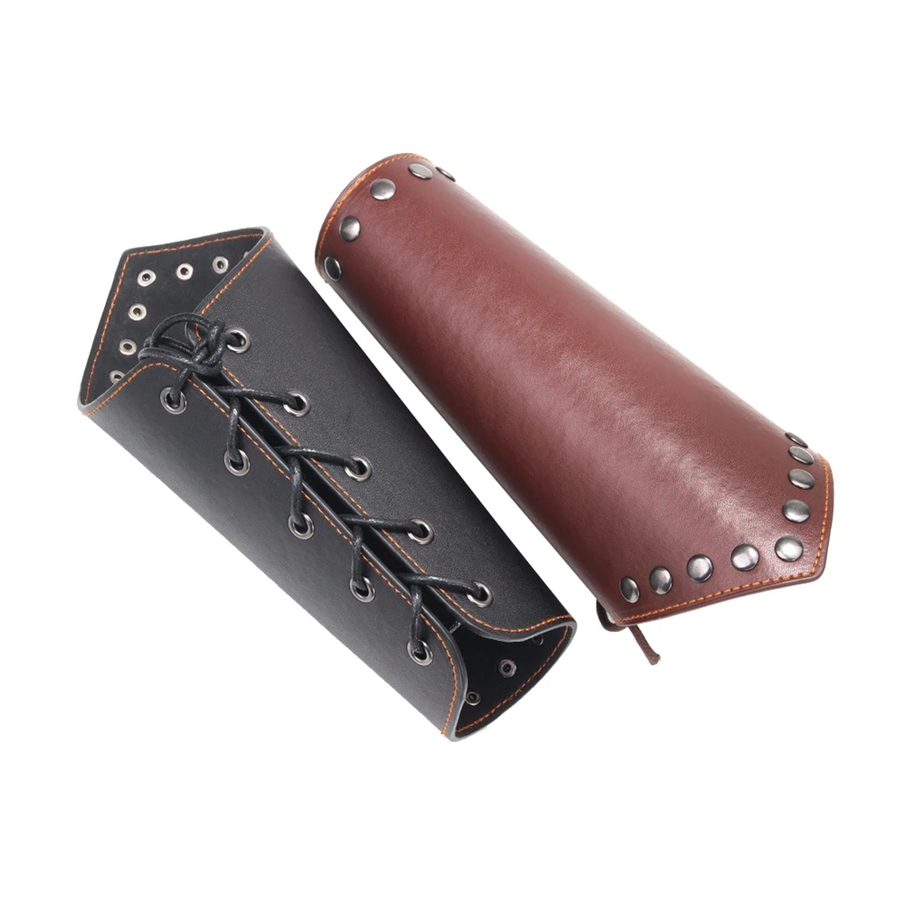 Medieval Bracers Steampunk PU Leather Wristband Bracer Rivet Arm Cuff Cosplay Props Riding Bike Bracers