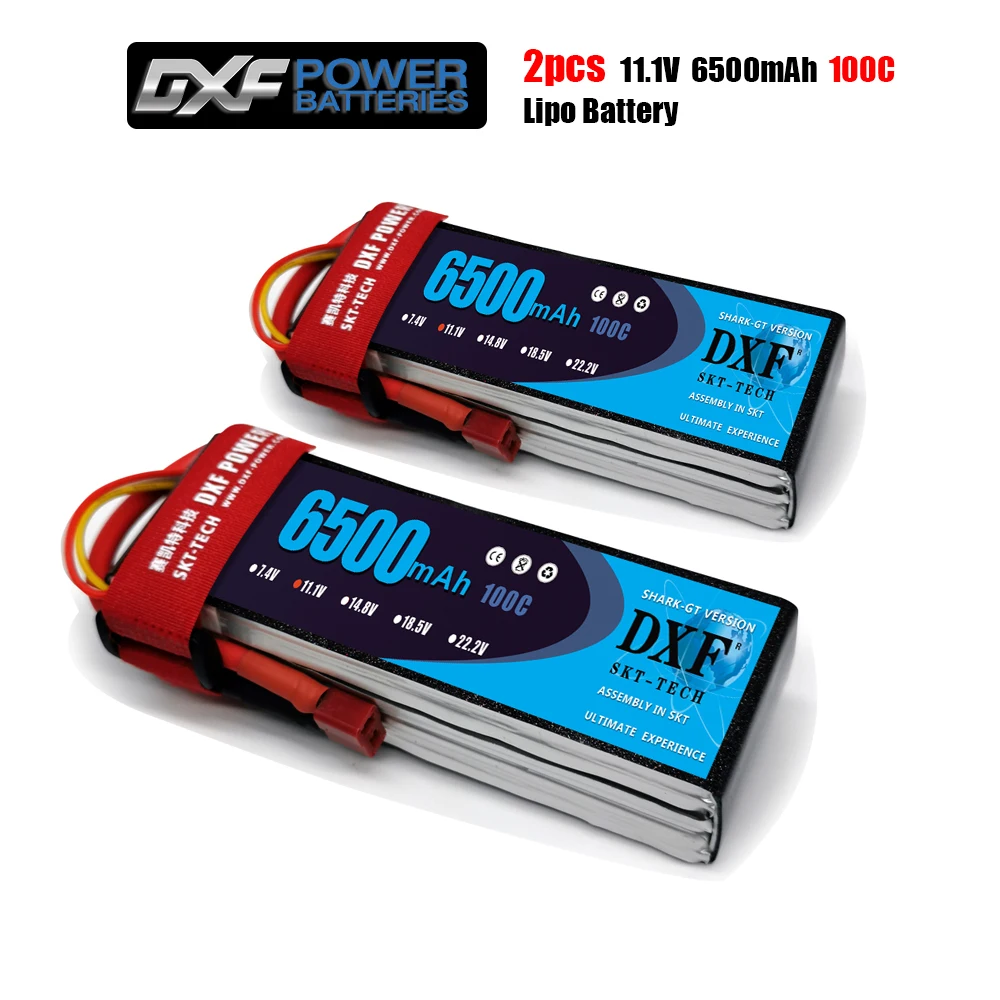 

DXF Lipo Battery 3S 11.1V 6500mAh 100C-200C XT60 T Deans XT150 EC5 For FPV Drone Airplanes Car Boat Truck Helicopter RC Parts