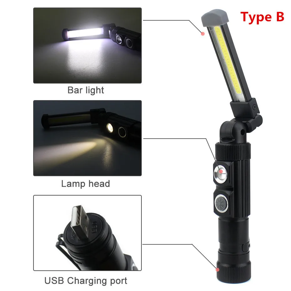 Portable COB Magnetic Industrial lighting built-in lithium battery Work Light forIndustrial workshop maintenance lighting  D4