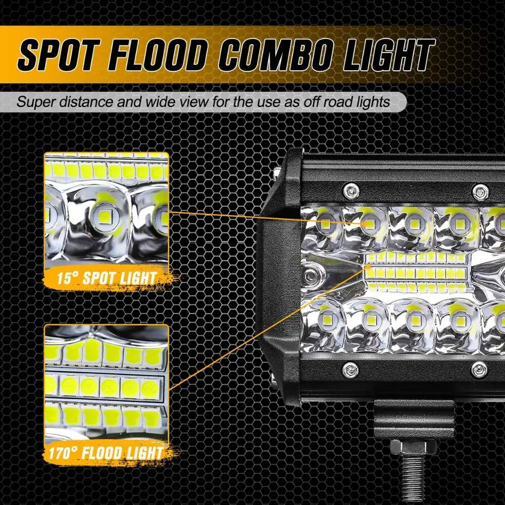 60W 4INCH 20LED Waterproof  Work Light LED Light Bars Spot Flood Beam for Work Driving Offroad Boat Car Tractor Truck 12V 24V