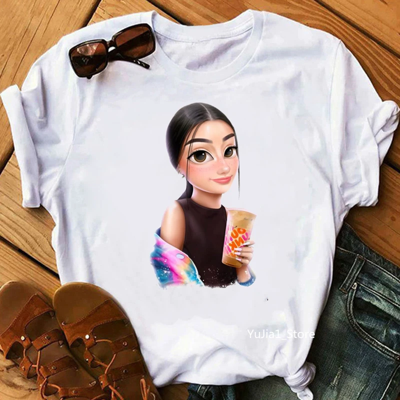 Cute  Tshirts Women Clothes 2025 Charli Damelio Coffee Graphic T Shirt Femme Harajuku Shirt Female T-Shirt Tops