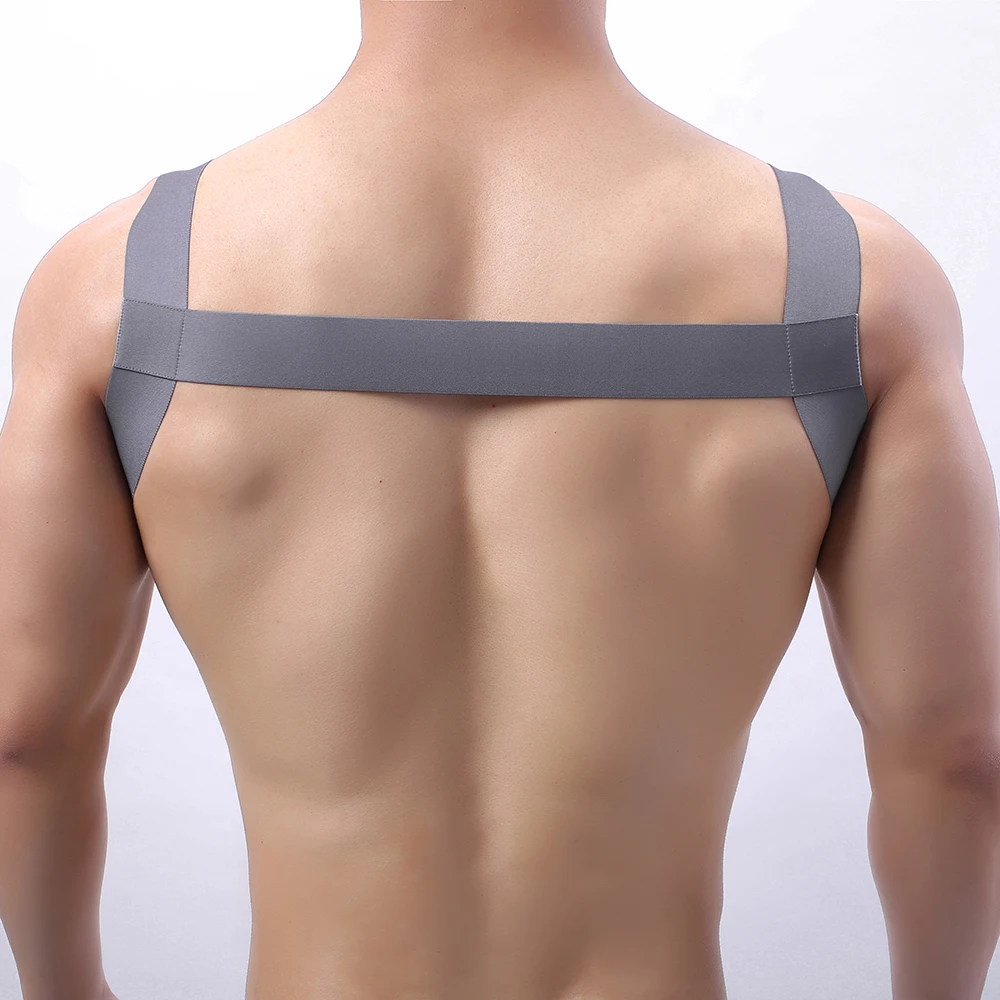 Mens Chest Harness Bondage Gay Clubwear Costumes Shoulder Body Chest Muscle Role Play Elastic Shoulder Strap Harness Belt Straps