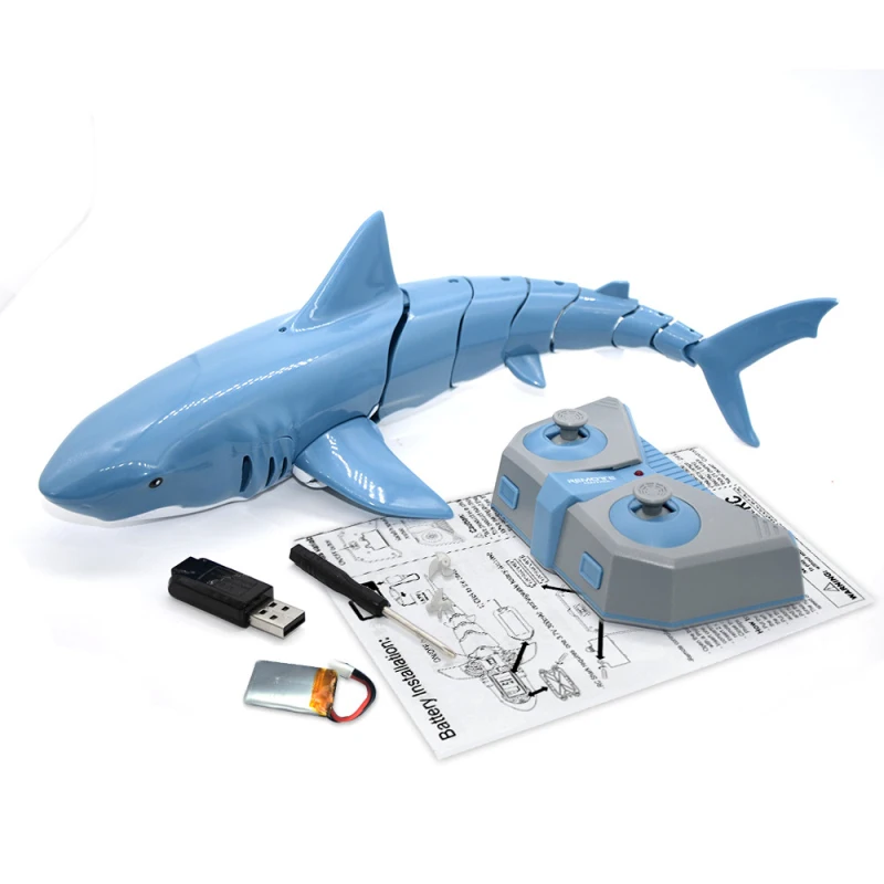 Barco de peces de tiburón a Control remoto, 2,4G, 1:18, Mini Barco de cebo, Radio electrónica, tiburón, piscina, juguete de agua para Baño