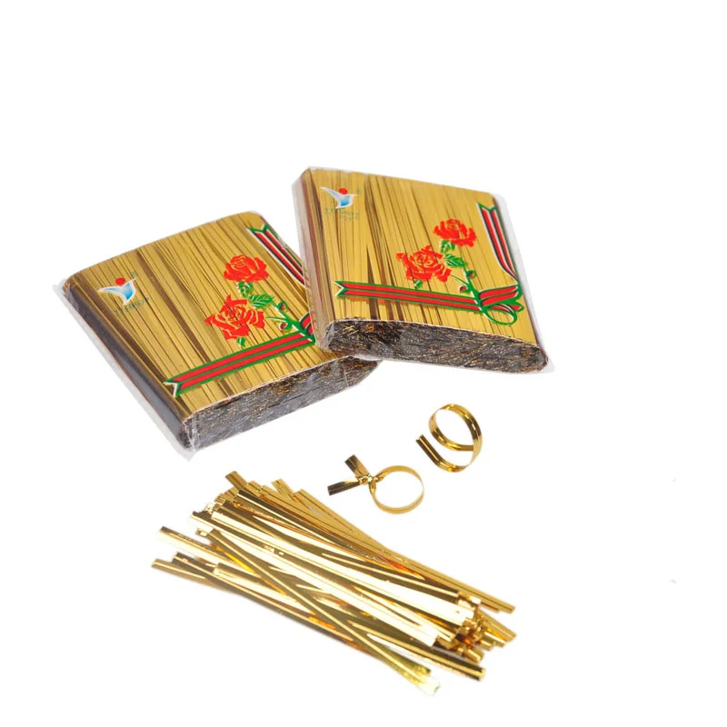 하이 퀄리티 금속 빵끈 와이어 포장 로프 와이어, 케이크 팝 씰링 첼로 가방 공예 장식, 4mm 너비, 가방 당 1000 개