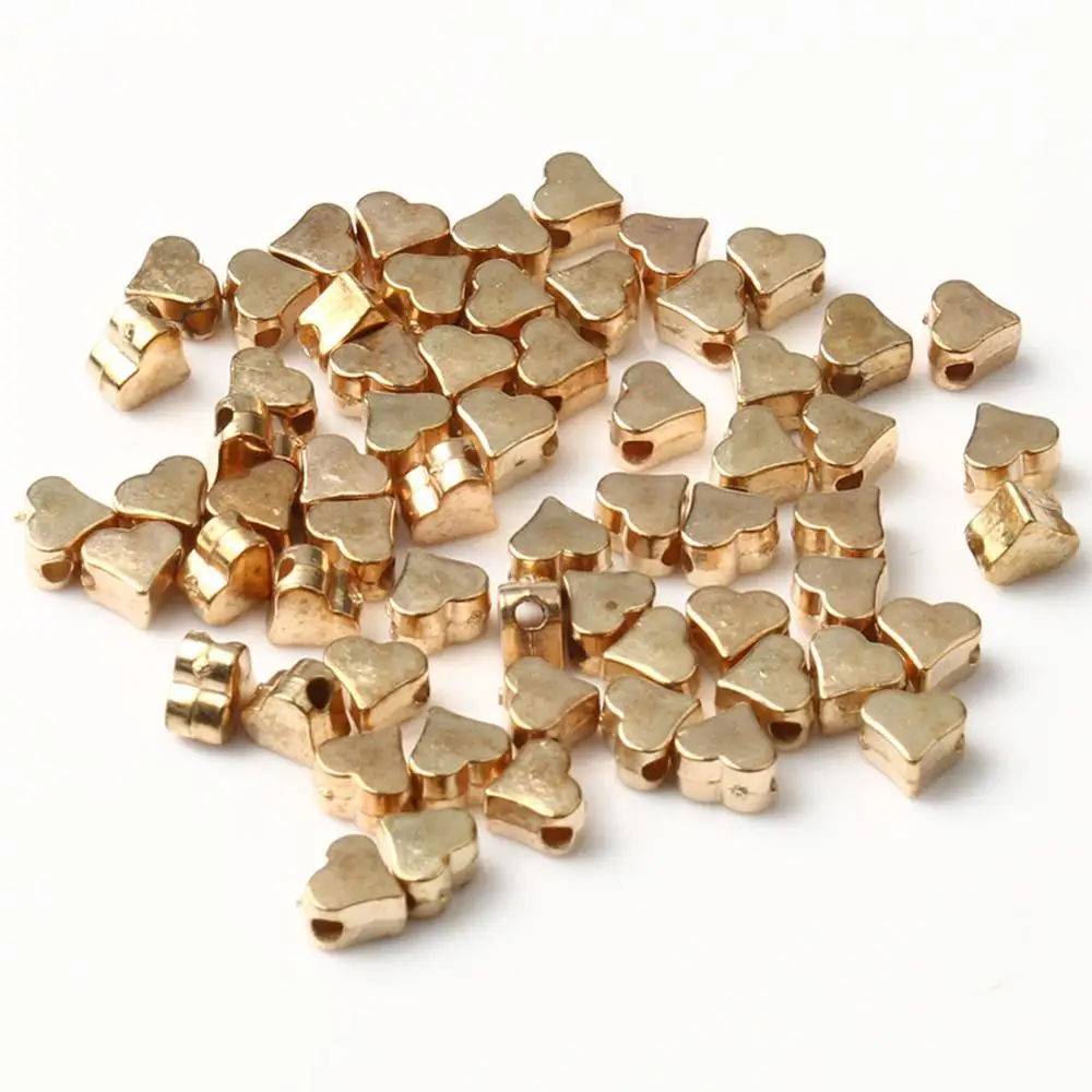 100Pcs/lot 5x3mm Inside Hole Love Heart Gold Silver Color CCB Loose Spacer Acrylic Beads DIY Jewelry Making Findings Charm Beads