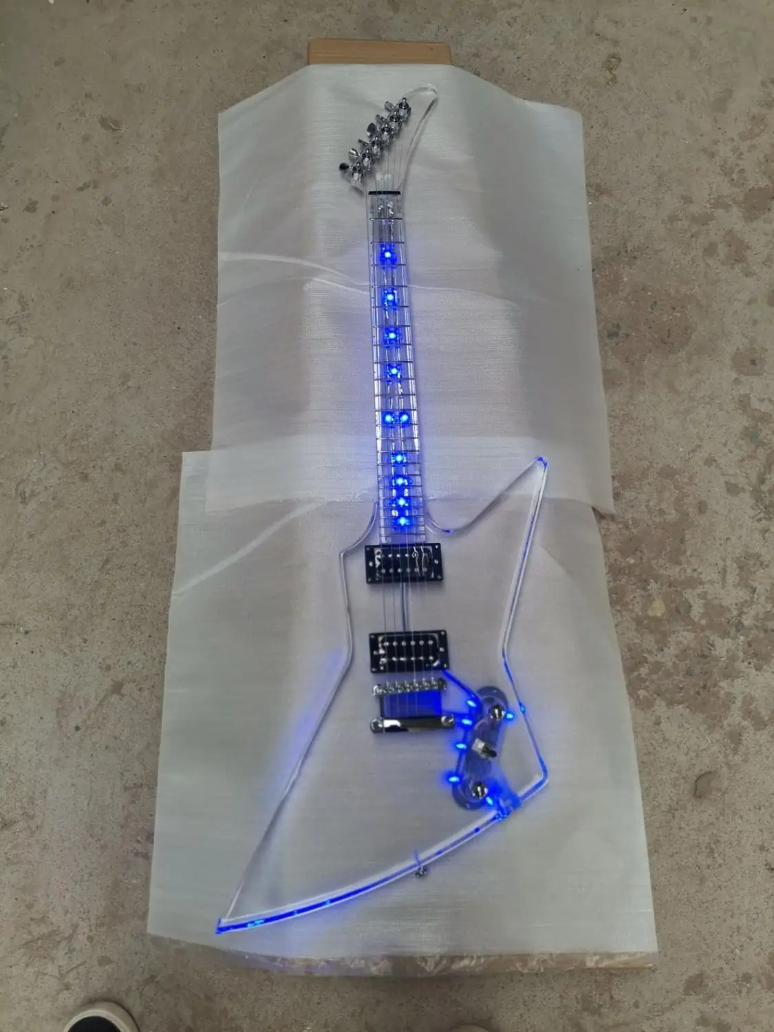 Good quality acrylic body shape electric guitar with blue LED light electro electrique guitare guiter guitarra gitar guitars