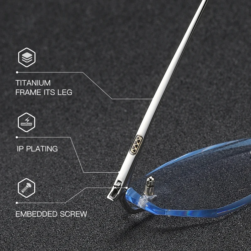 ZIROSAT 9119 Pure Titanium Rimless Men Eyeglasses Frame Fashion Brand Designer Myopia Clear Optical Prescription Eyewear Frame