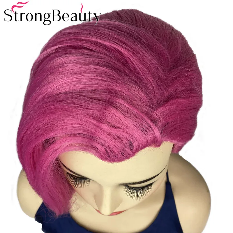 سترونج بيوتي طويل العقرب جديلة الجمال وأشار الوردي شعر مستعار تأثيري حفلة بيروكات صناعية مقاومة للحرارة شعر الهالوين