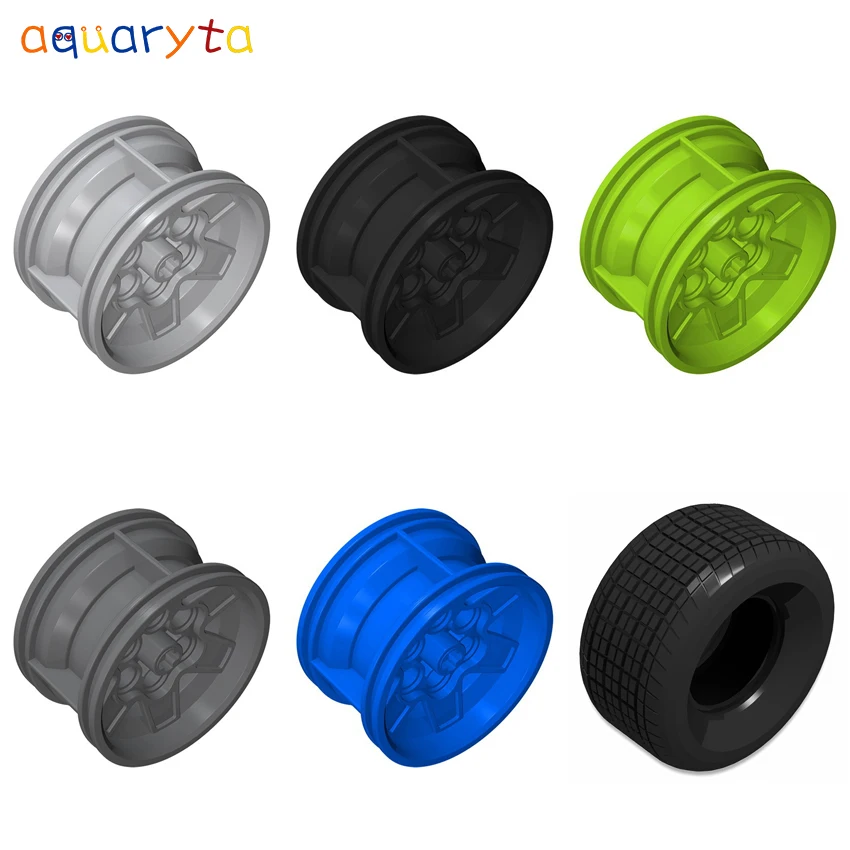 

AQUARYTA 4pcs Technology Building Blocks 43.2x26mm Wheel Hub and 81.6x44 Tire Compatible 56908 18450 DIY Assembles Toys for Teen