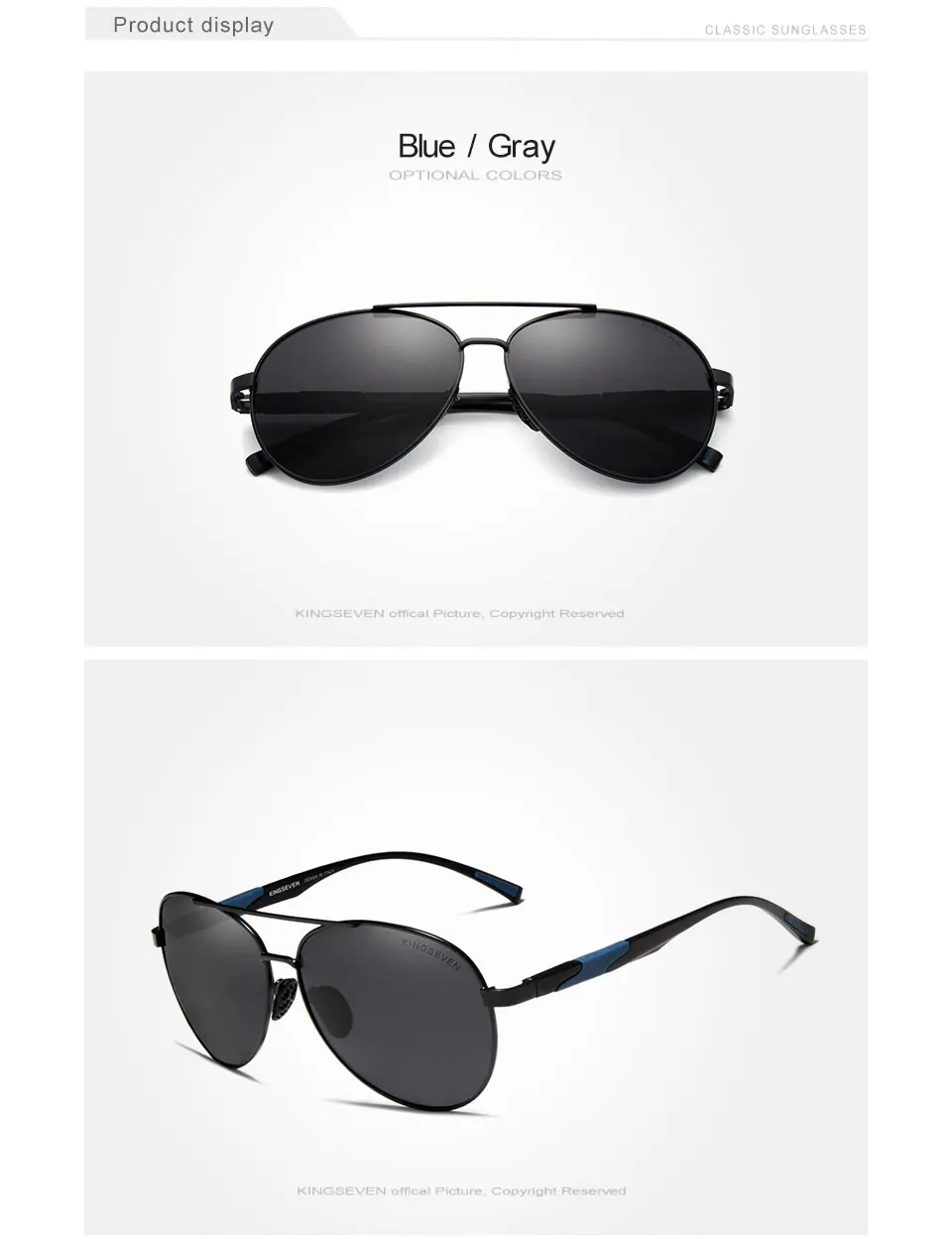 KINGSEVEN Männer Aluminium Polarisierte Sonnenbrille Klassische Marke Sonnenbrille EMI Verteidigung Beschichtung Objektiv Driving Shades N7228 – Detail 6