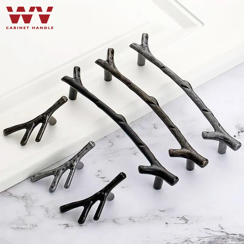 WV Tree Branch Cabinet Handle 96mm 128mm Bronze Dressers Wardrobe Kitchen Furniture Handles Drawer Knobs Door Pulls Antique Hard