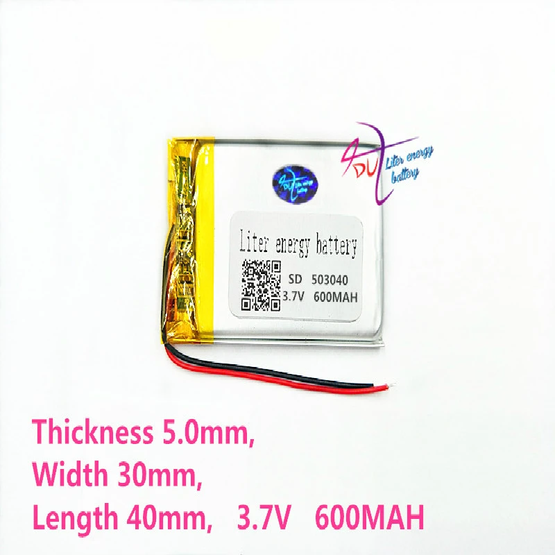 Liter energy battery 3.7V lithium battery 503040 600mah tachograph GPS navigator MP3 polymer batteries