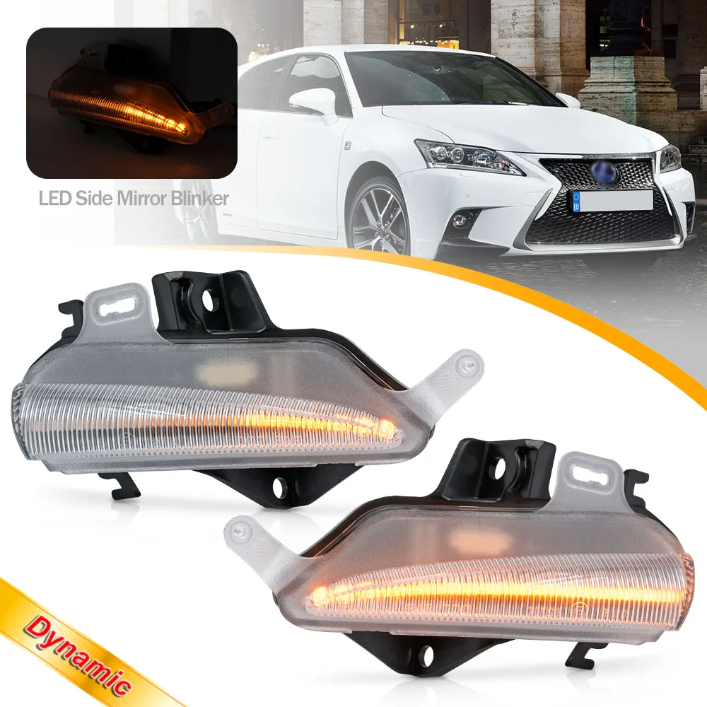 

2X Dynamic Side Mirror Turn Signal Lights Smoked/Clear Lens Sequential Indicator Blinker for LEXUS CT200H IS350 LS460 2013 2014