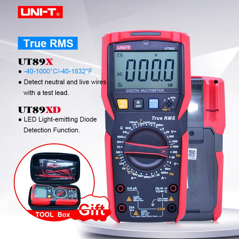 True RMS Digital multimeter UNI-T UT89X UT89XD AC DC Voltage Current Tester Capacitance Resistance measure temp/LED tester NCV