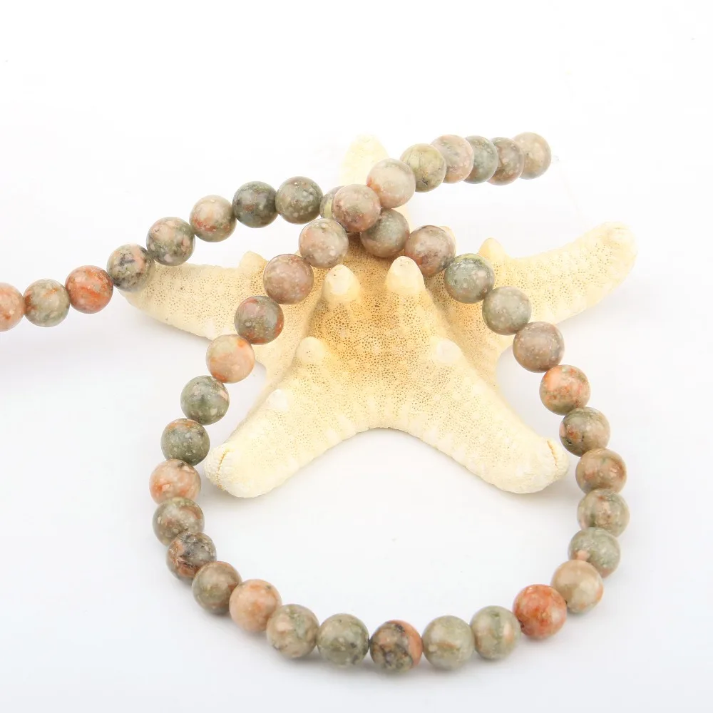 Natural Stone Beads Indian Agat Amazonite Unakite Stone 4/6/8/10/12mm Loose Beads for Jewelry Making Necklace DIY Bracelet
