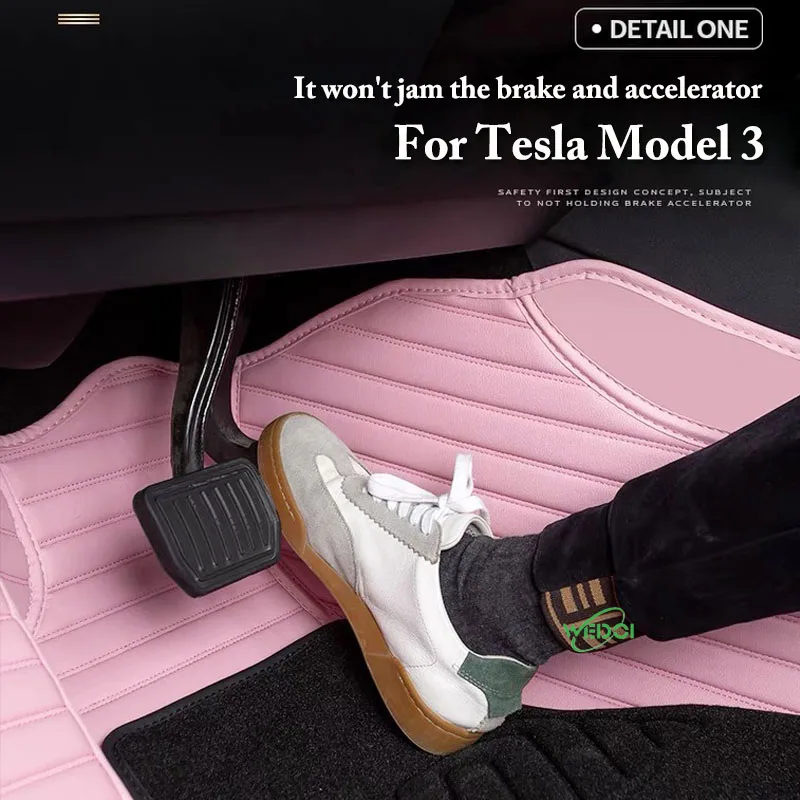 WEDOI New Pink Car Floor Mats For Tesla Model 3 2021 All Weather Waterproof Carpets Cargo Liners White  Accessories For Tesla