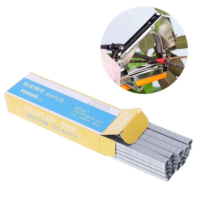 Bind Branch Machine Nails Strapping Grape Binding Tool 10000Pcs 604C Staple Pins Fruit Tree Binder Gardening Plant Branch Tools