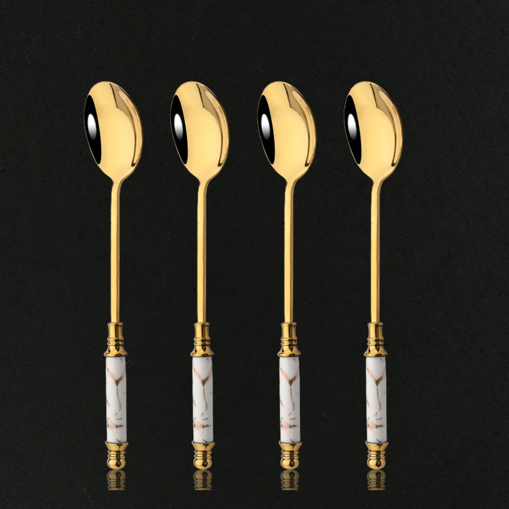 1PC Round Shape Ice Cream Spoons Ice Teaspoons Stainless Steel Spoon Mini Watermelon Spoon Home Coffee Mixing Spoon