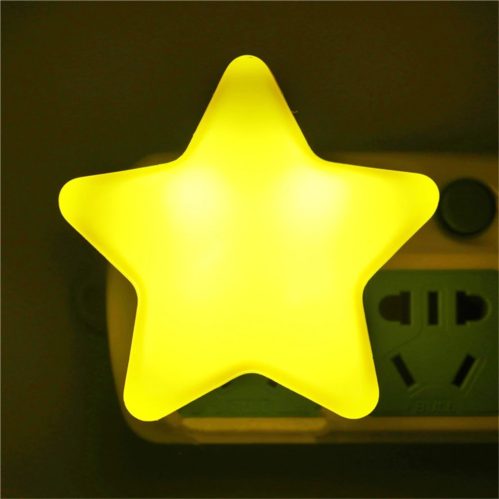 Mini novidade estrela lua noite luz plug-in sensor de iluminação led lâmpada de parede para o quarto das crianças do bebê cabeceira dormir nightlight