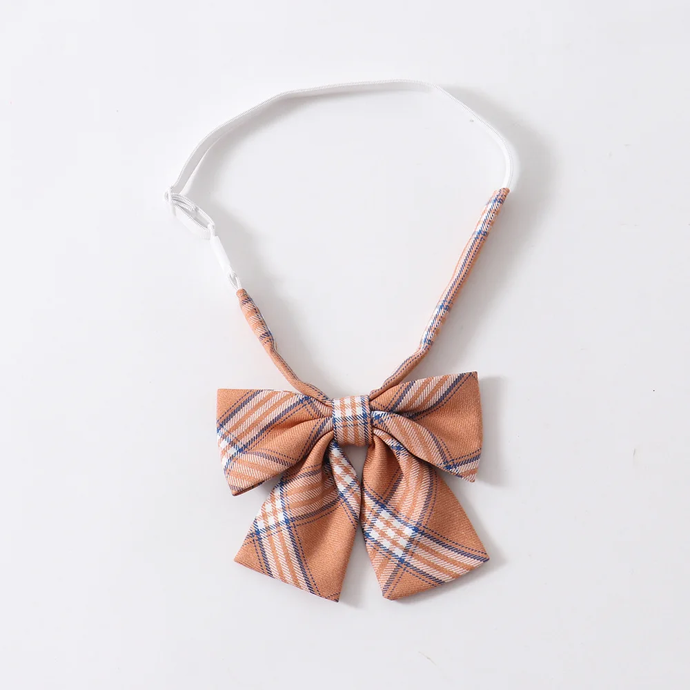 Jk Bow Tie New Orange Blue Plaid Neck Bow Cute Japanese School Girls Jk Uniform Student Bowknot Classic Jacquard Weave Necktie