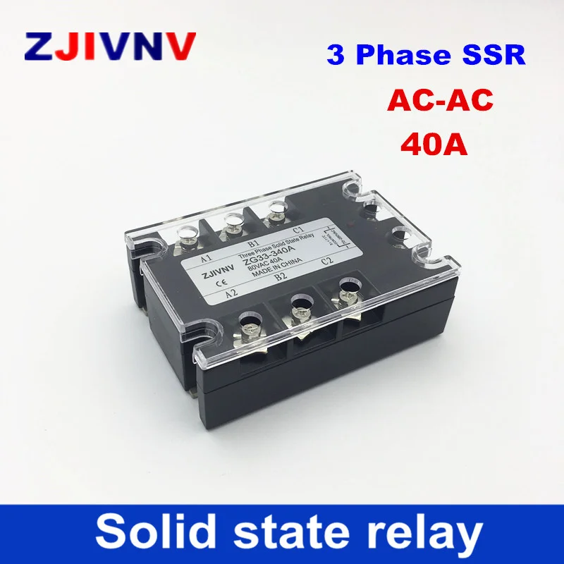 

Factory Price 3 phase solid state relay with Plastic Cover 40A SSR motor forward and reverse 80-250VAC Control 480VAC