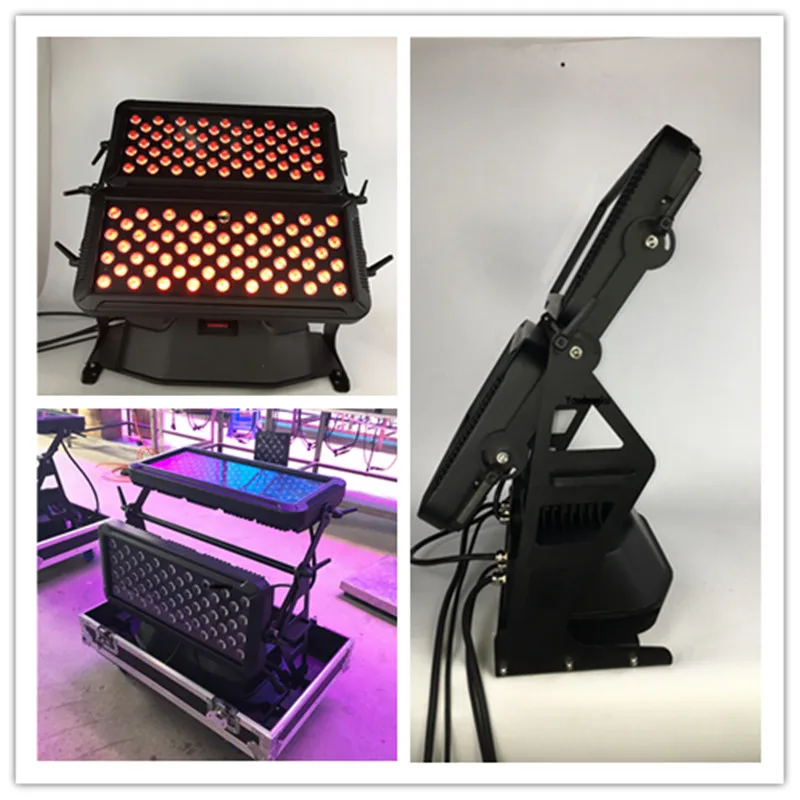 2pcs with flightcase waterproof dmx led wallwasher 120x18W rgbwa uv 6in1 outdoor city color dmx led light